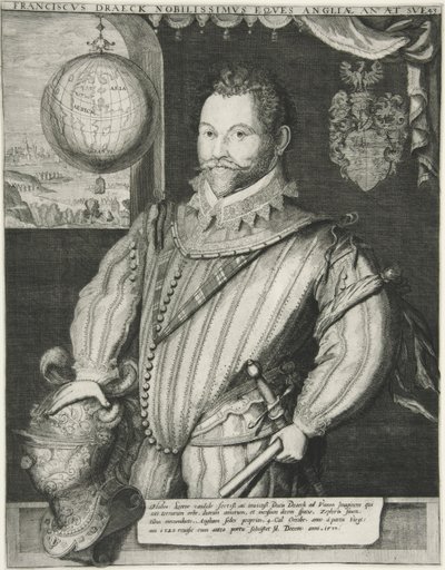 Francis Drake, pub. Siglo XIX (grabado) de German School