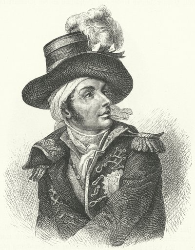 François de Charette, soldado y político realista francés, uno de los líderes de la Revuelta de la Vendée contra el régimen revolucionario francés (grabado) de German School