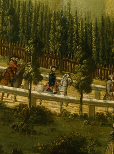 Federico el Grande a caballo en la Maulbeerallee cerca de Sanssouci, 1770 de German School