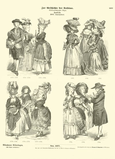 Trajes franceses, siglo XVIII de German School