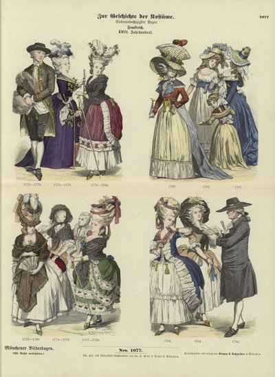 Trajes franceses, siglo XVIII de German School