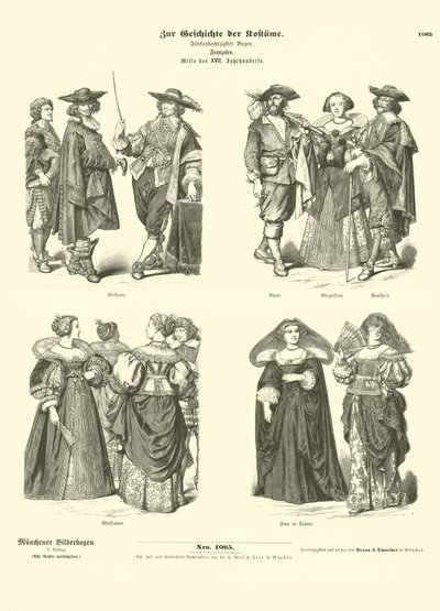 Trajes franceses, mediados del siglo XVII de German School