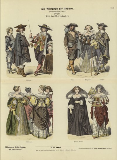 Trajes franceses, mediados del siglo XVII de German School