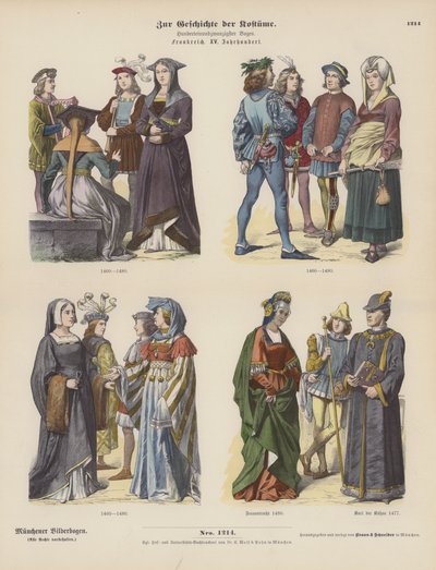 Trajes franceses del siglo XV de German School
