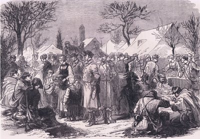 Soldados fugitivos franceses en Suiza, Historia de la guerra entre Francia y Alemania de Cassell, publicada por Cassell and Company Limited, c.1890 de German School