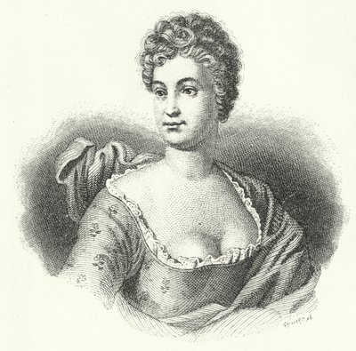 Friederike Caroline Neuber, actriz y directora de teatro alemana (grabado) de German School