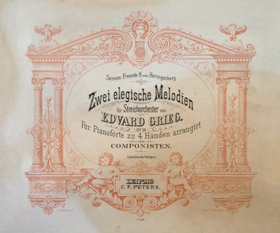 Frontispicio de Zwei elegische melodien por Edward Hagerup Grieg (1843-1907). de German School