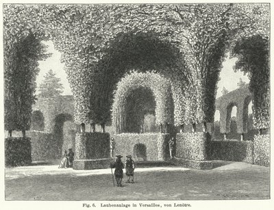 Diseño de jardín: cenadores en los jardines de Versalles, Francia, diseñados por André le Nôtre en el siglo XVII de German School