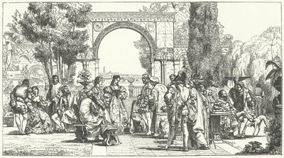 Jardín en la Florencia del Renacimiento (grabado) de German School