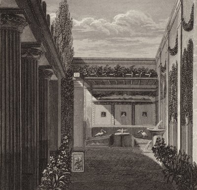 Jardín de una casa romana. Ilustración para Bilder-Atlas de German School