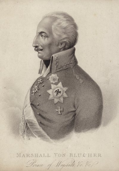 Gebhard von Blücher, Mariscal de Campo prusiano (grabado) de German School
