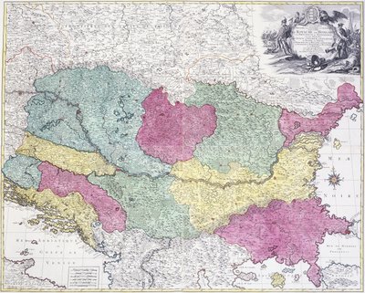 Mapa geográfico del teatro de guerra, mostrando principalmente el Reino de Hungría, 1771 de German School