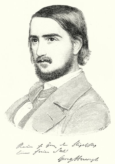 Georg Herwegh, poeta alemán (grabado) de German School