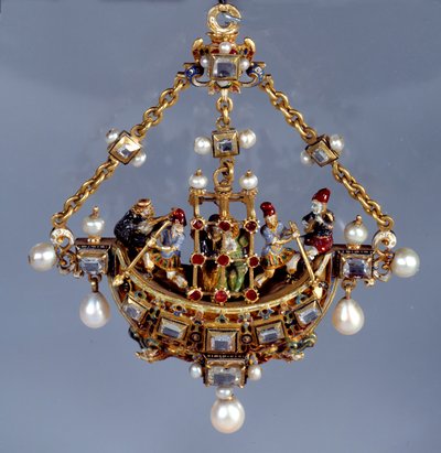 Arte alemán: colgante con forma de barco de German School