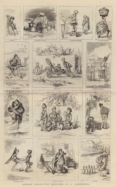 Bocetos de personajes alemanes (grabado) de German School