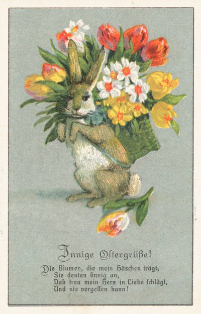 Tarjeta alemana de Pascua (litografía en color) de German School