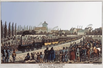 Ferrocarriles Alemanes. c.1830-1840 (grabado) de German School
