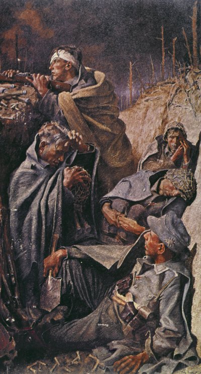 Soldados alemanes en una trinchera en el Frente Ruso, 1942-44 de German School