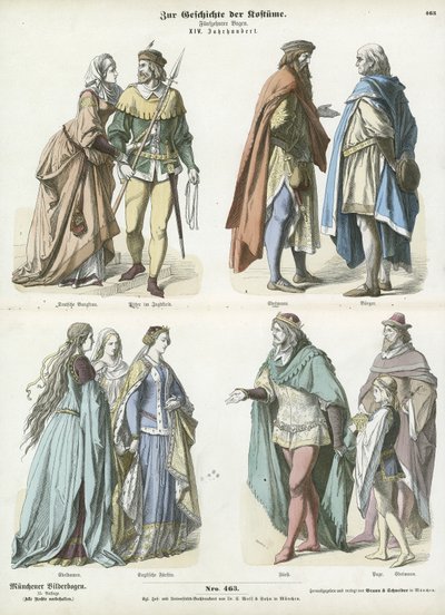 Trajes alemanes e ingleses, siglo XIV de German School
