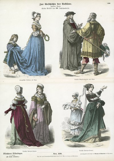 Trajes alemanes y franceses, principios del siglo XVI de German School