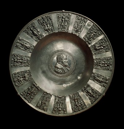 Arte alemán: plato sajón de estaño alrededor de 1560 de German School