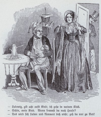 Caricatura alemana sobre la Asociación de Mujeres Democráticas de German School
