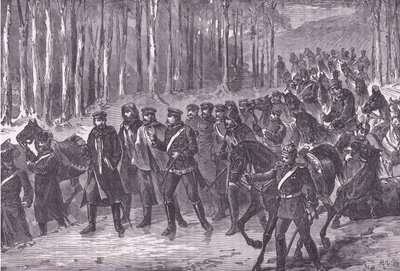 Caballería alemana en ruta a París, Historia de la guerra entre Francia y Alemania de Cassell, publicada por Cassell and Company Limited, c.1890 de German School