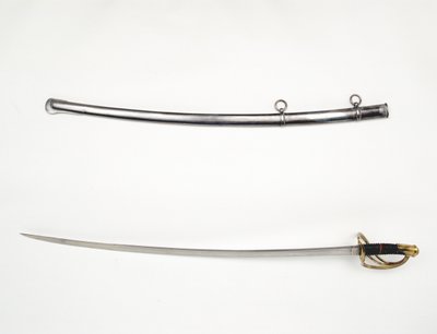 Espada de caballería alemana y vaina, Artillería del Estado Libre de Orange, Sudáfrica de German School