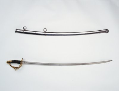 Espada de caballería alemana y vaina, Artillería del Estado Libre de Orange, Sudáfrica de German School