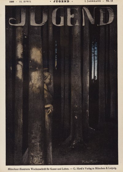 Niña caminando en un bosque de noche de German School