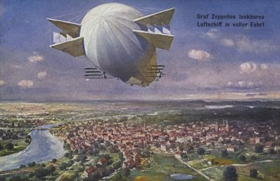 Dirigible de Graf Ferdinand von Zeppelin en vuelo de German School