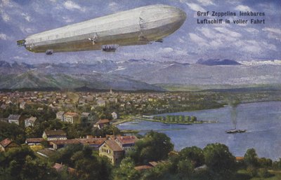 Dirigible de Graf Ferdinand von Zeppelin en vuelo de German School