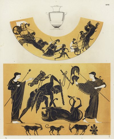 Guerrero griego y león de German School