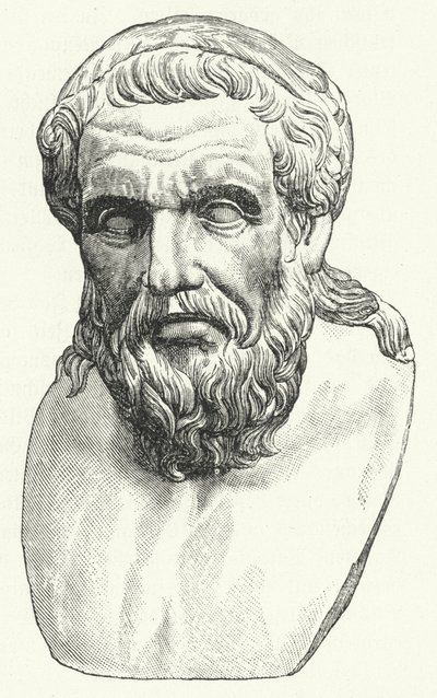 Cabeza del filósofo romano Apolonio de Tiana (grabado) de German School