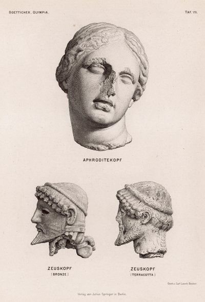 Cabezas de Afrodita y Zeus de Olimpia, Grecia de German School