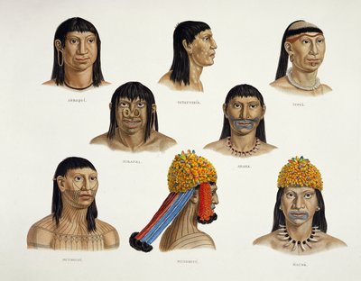 Cabezas de indios sudamericanos, de Viajes en Brasil de German School