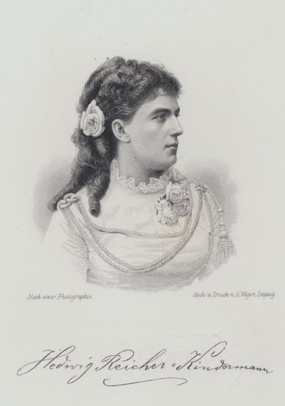 Hedwig Reicher-Kindermann, cantante de ópera alemana (grabado) de German School