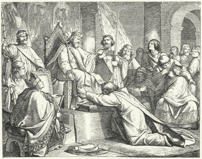 Enrique el León, Duque de Sajonia, sometiéndose a Federico Barbarroja en Erfurt de German School