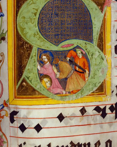 Inicial historiada S con la decapitación de San Juan Bautista, del Gradual de Friedrich Zollner de Langenzenn, 1439-42 de German School