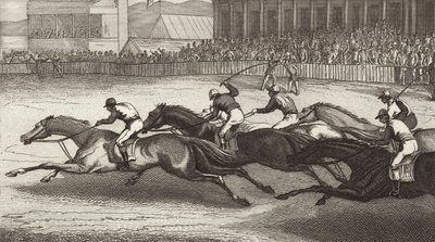 Carreras de caballos en Inglaterra. Ilustración para Bilder-Atlas de German School
