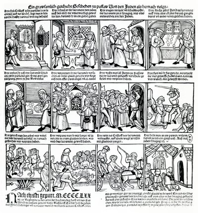 Profanación de la hostia por los judíos de Passau en 1477 de German School