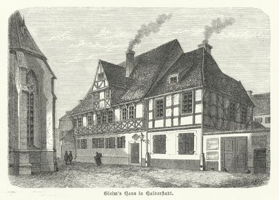 Casa del poeta Johann Wilhelm Ludwig Gleim, Halberstadt, Alemania (grabado) de German School