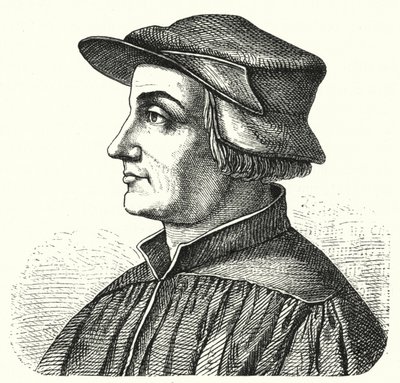 Huldrych Zwingli, figura principal de la Reforma en Suiza (grabado) de German School