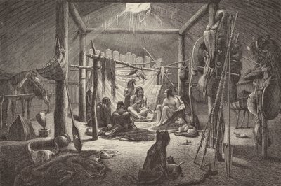 Cabaña del jefe indio norteamericano (grabado) de German School