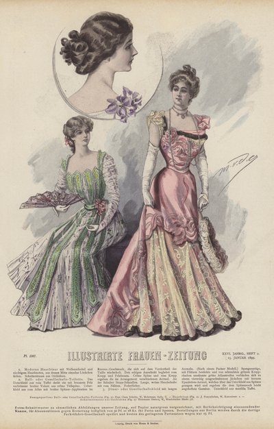 Ilustración para Illustrirte Frauen-Zeitung (litografía a color) de German School
