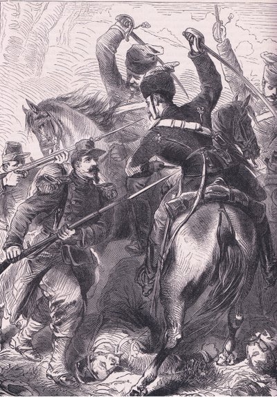 En la batalla de Dreux, Cassells History of the War between France and Germany publicado por Cassell and Company Limited, c.1890 de German School