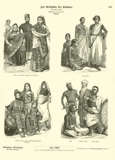 Trajes indios, finales del siglo XIX de German School