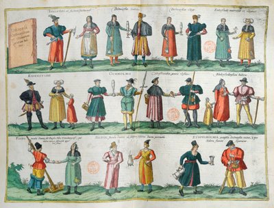 Habitantes de Dithmarschen (Dinamarca), placa ilustrada de Theatre des Cites du Monde de G. Braun, Colonia, 1572-1618 de German School