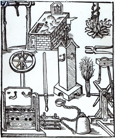 Instrumentos de Ejecución, Castigo y Tortura, ilustración del Bamberger Halsgericht, 1507 de German School