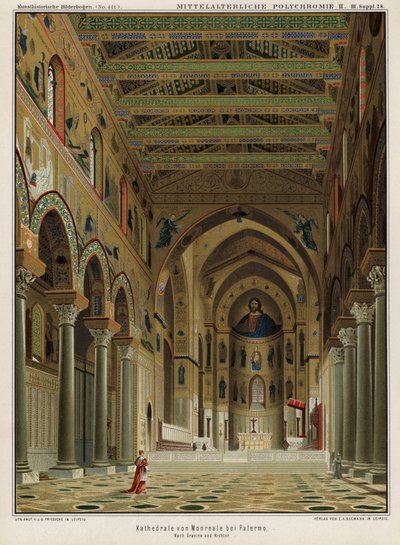 Interior de la Catedral de Monreale, Palermo, Sicilia, Italia de German School